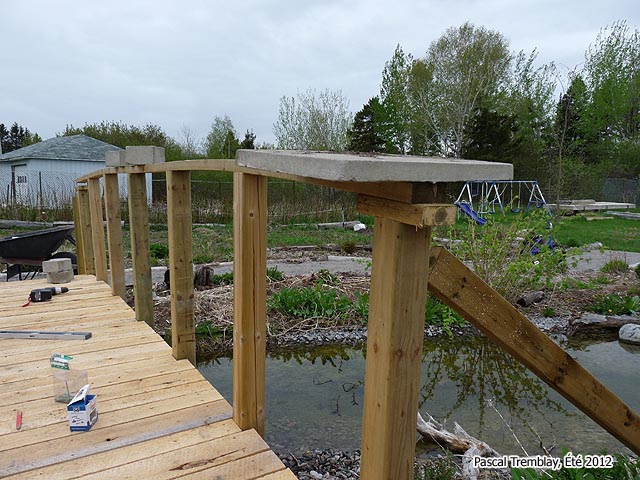 Installation of handrails railings - Japanese garden bridge