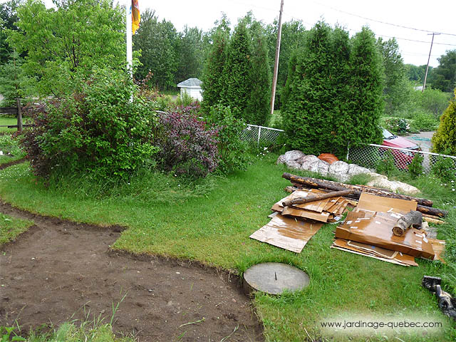 Cardboard - Logs and organic mulch - Create a Front Yard Garden