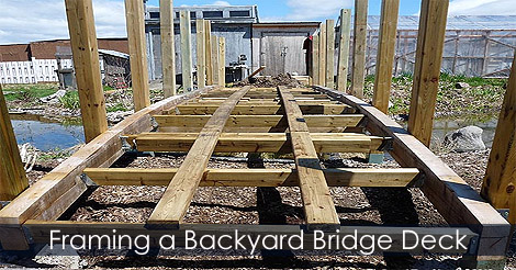How to frame a garden bridge - Pond bridge frame layout - Build the frame of a garden deck - Arched stringers bridge