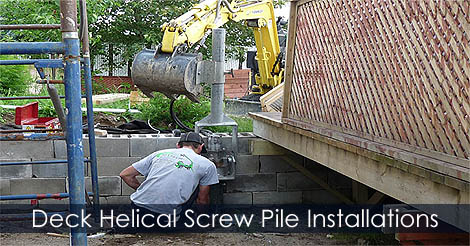 Installing srew piles for decks - Deck foundations - Ways to support a deck - How to build a deck