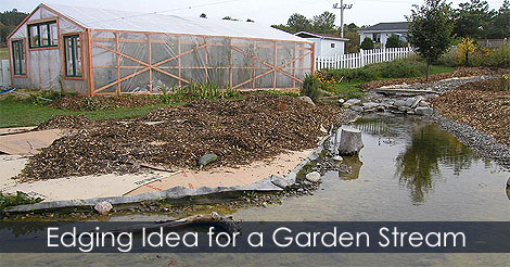 How to build a backyard stream - Edging backyard stream banks tips and idea