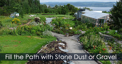 How to lay a path - Fill the path with gravel or stone dust - Path landscape design and construction