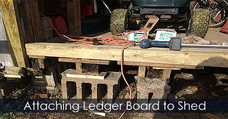 How to attach a ledger board for a shed ramp - How to build a shed ramp - Storage shed ramp - steps to building a shed ramp