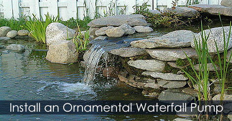 How to build a waterfall - How to install an ornamental waterfall pump - Install a Submersible Pond Pump