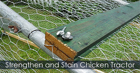How to build a chicken tractor - DIY Portable chicken ark - Chicken tractor wheel plans - Strengthen and stain the chicken tractor frame