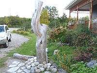 Decorative tree trunk as outdoor outlet post