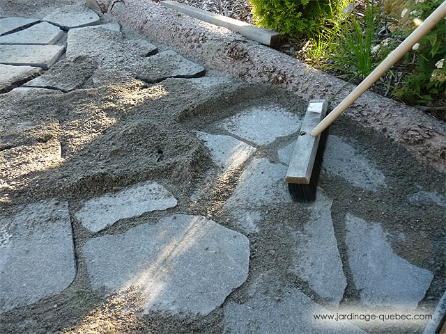 Fill joints between stones - Build stone path