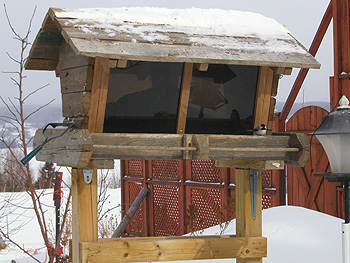 Wooden bird feeder