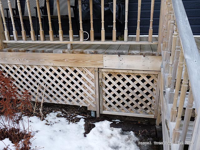 Install lattice around the deck - Door to access under the deck - Build a Porch