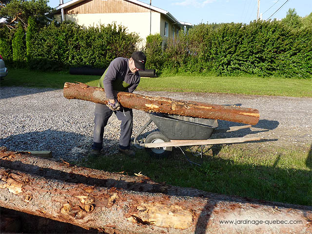 Raised Bed Edging Idea - Moving heavy log easily