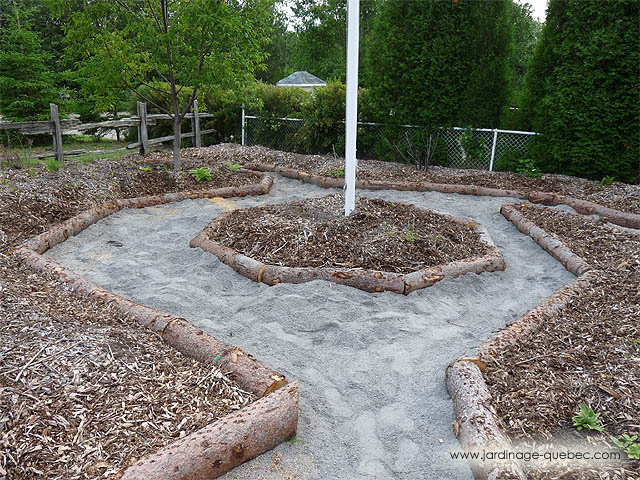 Landscaping without grass - How to install log edging
