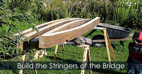 How to build stringers for a garden bridge - Backyard bridge building steps - Water garden bridge building instructions