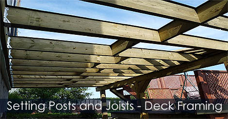 Deck Framing instructions - Setting the posts and deck joists - How to build a balcony deck