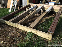 Shed ramp stringers - Measure and cut shed ramp stringers - How to build a shed ramp - Wood shed ramp idea