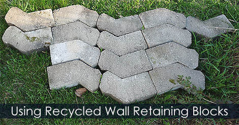 How to install pavers - Wall retaining blocks for a paver walkway - Paver layout - Paving pattern idea