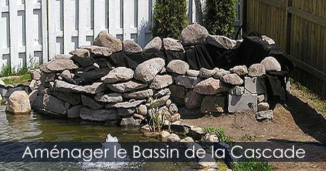 Bassin d'une cascade en pierre - Installer la toile de bassin d'une cascade de bassin extérieur - Pompe cascade préformée