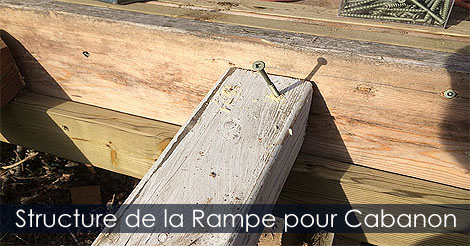 Structure d'une rampe d'accès pour cabanon remise ou abri de jardin - Construire rampe pour remise en bois - Solives d'une rampe d'accès pour cabanon