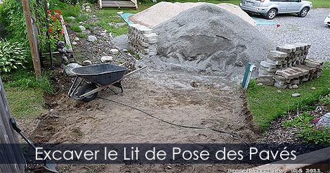Conseils pour la pose de pavés ou dalles en béton - Installer des pavés - Excavation d'une fondation pour pavés