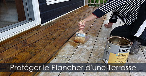 Application d'une teinture pour protéger le plancher d'une terrasse en bois - Comment teindre ou peindre une terrasse en bois ou structures extérieurs