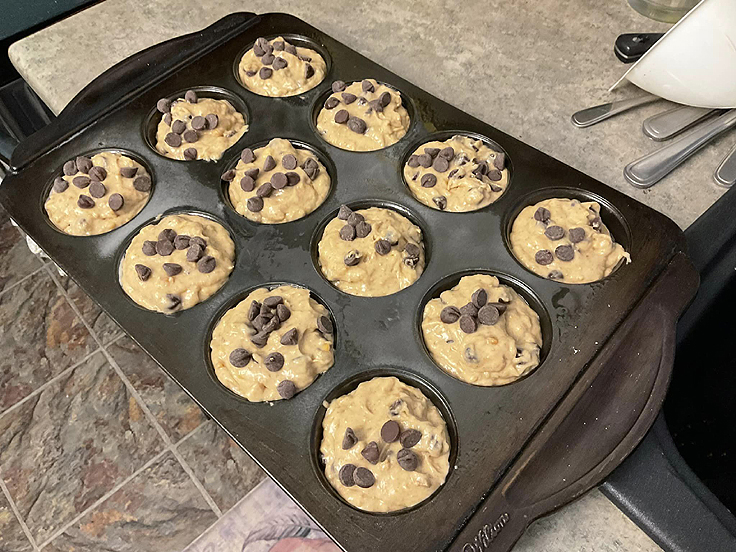 Recette de Muffins au beurre d'arachide et aux bananes